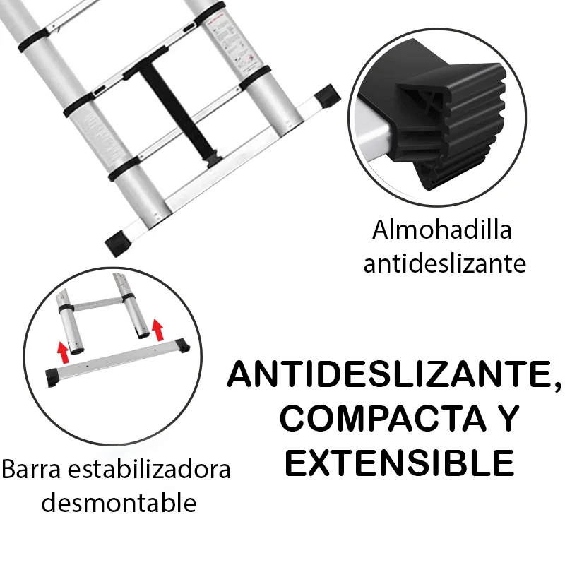 Herzberg HG-5440 – Escalera telescópica retráctil de aluminio 4.4 m