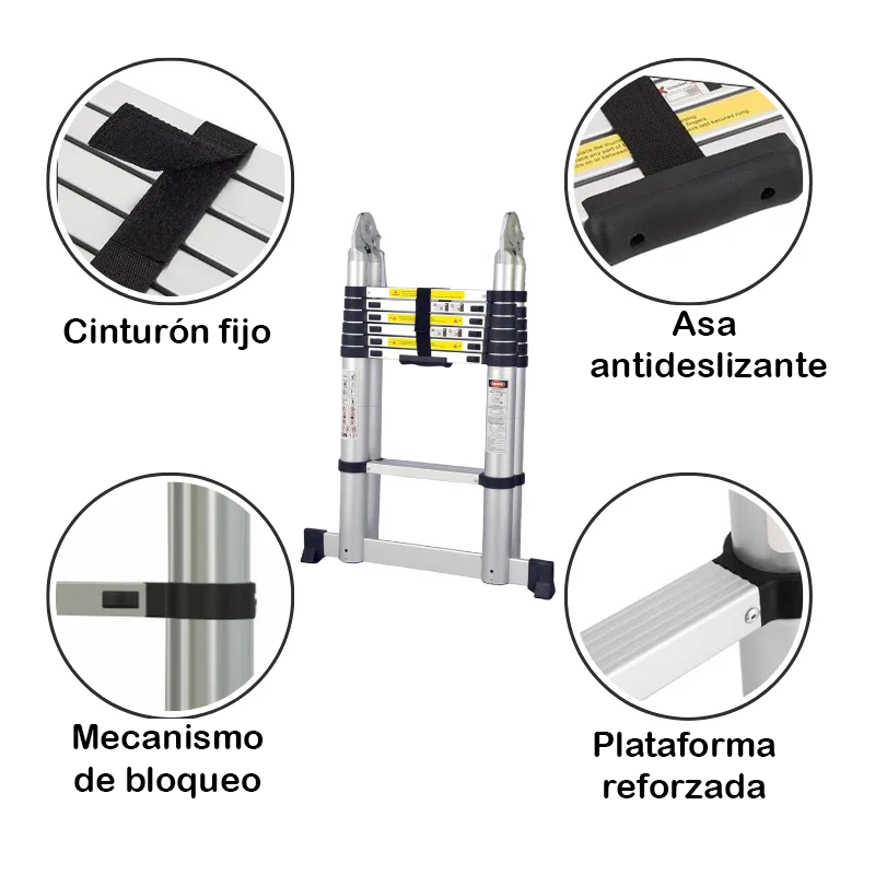 Herzberg HG-5440 – Escalera telescópica retráctil de aluminio 4.4 m