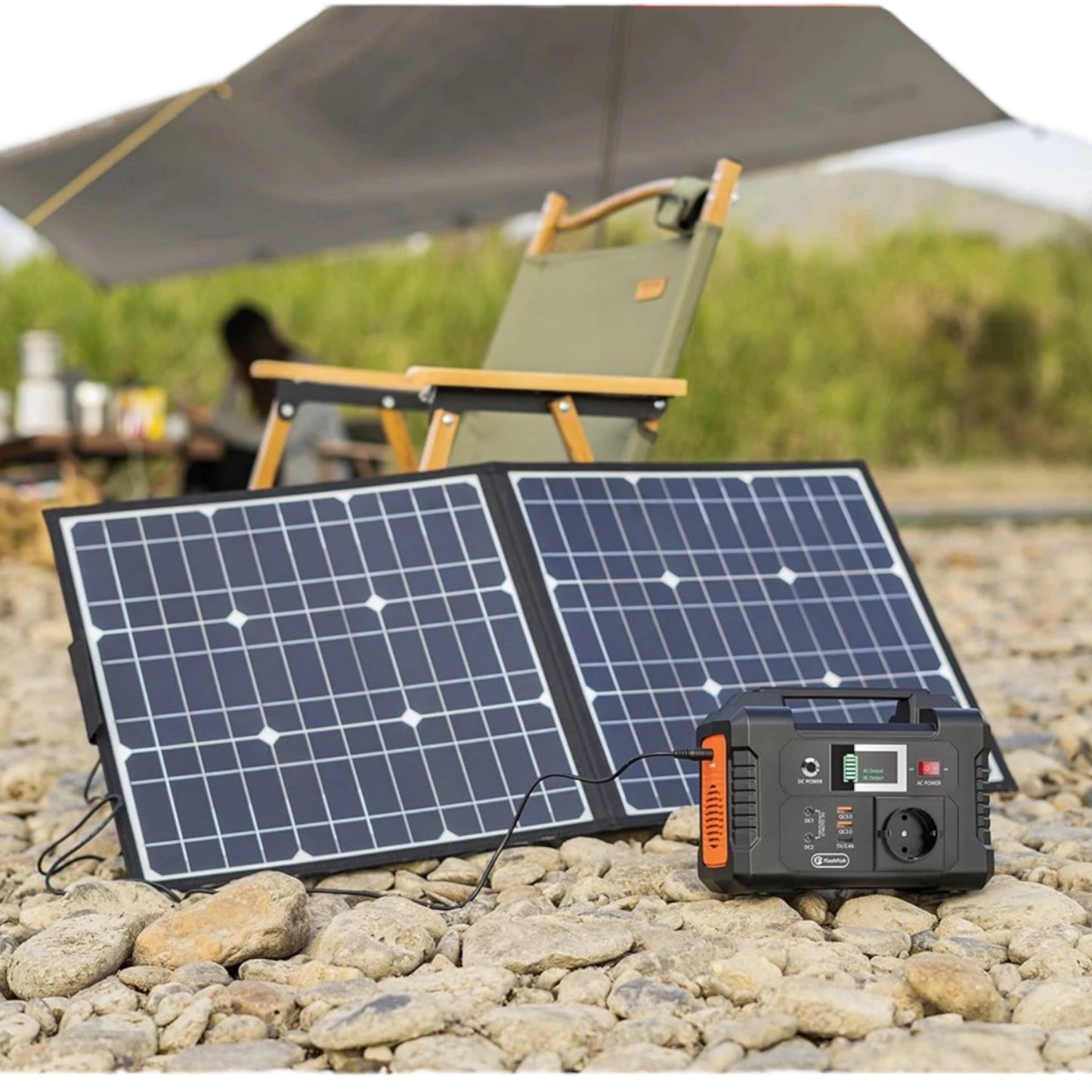 Generador solar portátil FlashFish 200W, batería 151Wh