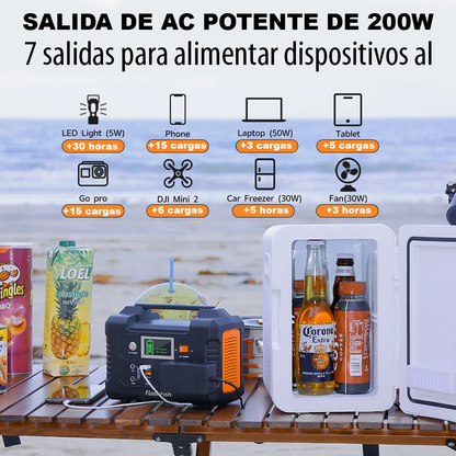 Generador solar portátil FlashFish 200W, batería 151Wh