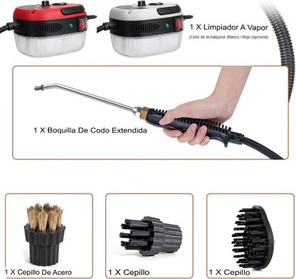 Limpiador a vapor de alta presión de 2500W con guantes