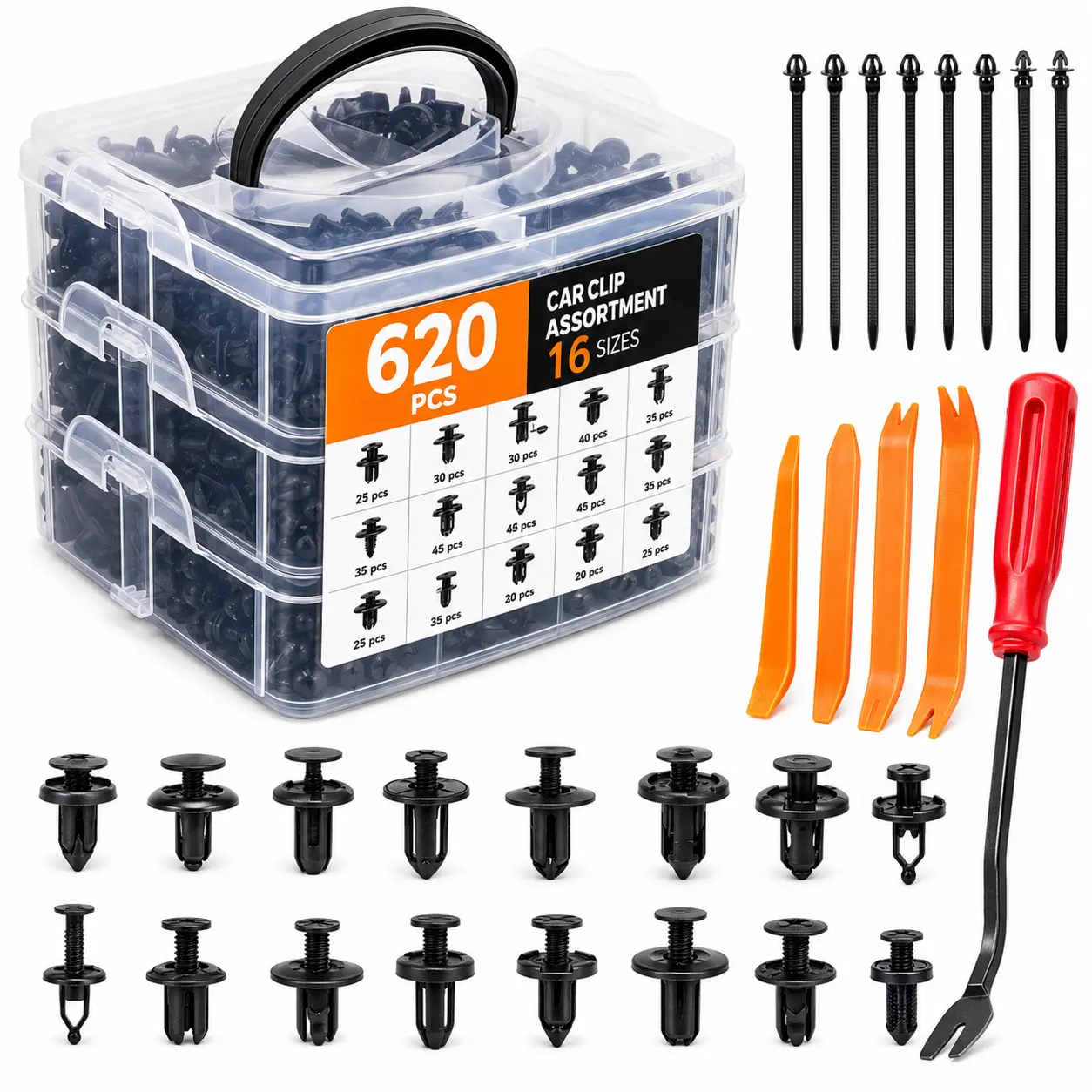 Kit de clips para coche con organizador 620 piezas
